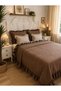 Pearl Ruffle Brown Bedspread Set Double King Size - 2