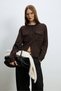 Zendaya Wool Blend Buttoned Crew Neck Cardigan Brown - 2