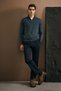 Opulent Wool Blend Zippered High Neck Knitwear Sweater Petrol - 2