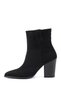 Women's Black Suede Pointed Toe Thick Heeled Boots - 6