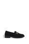 Women's Black Suede Buckle Loafer Shoes - 3