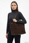 Brown Suede Large Size Women's Hand and Shoulder Bag B0640 - 2