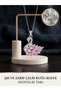 Women's Steel Pink Stone Swan Necklace