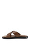 Men's Walnut Cross-Strapped Genuine Leather Slippers - 5