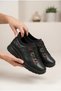 Women's Rubber Laced Orthopedic Sole Casual Shoes Comfortable Mother's Shoes Lightweight Walking Sneakers - 3