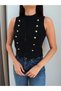 Gold Buttoned Vest Blouse - 4