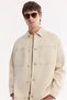 Men's Beige Classic Collar Suede Textured Seasonal Comfort Fit Coat A61Y6003 - 4