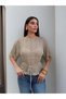 Thin Belted Openwork Knit Blouse - 3