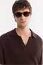 Men's Brown Polo Collar Soft Touch Comfort Fit Knitwear T-Shirt A61Y5045 - 4