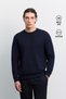 Men's Navy Blue Crew Neck Easy-Iron Regular Fit Sweatshirt B001035