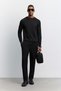 Men's Black Crew Neck Easy-Iron Wrinkle-Resistant Long Sleeve Regular Fit Knitwear Sweater A62Y5084 - 8