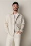 Men's Beige Classic Collar Suede Textured Seasonal Comfort Fit Coat A61Y6003