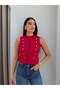 Gold Buttoned Vest Blouse - 3