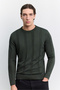 Men's Khaki Crew Neck Easy-Iron Wrinkle-Resistant Long Sleeve Regular Fit Knitwear Sweater A62Y5001 - 6