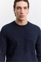 Men's Navy Blue Crew Neck Embroidered Interlock Regular Fit Sweatshirt A62Y1275 - 2