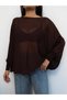 Transparent Textured Knit Poncho Blouse - 3