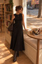 Women's Black Button Detailed Crew Neck Knitwear Vest and Long Skirt Two-Piece Set