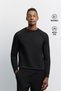 Men's Black Crew Neck Easy-Iron Wrinkle-Resistant Long Sleeve Regular Fit Knitwear Sweater A62Y5084
