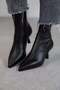 Women's Black Pointed Toe Thin Heeled 7.5 cm Stretch Boots - Look Stretch Black Boots