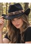Women's Internally Adjustable Metal Buckle Patterned Cowboy Hat Fedora Hat Belt Set - 2