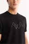 Men's Black Crew Neck Viscose Blended Bi-Stretch Printed Regular Fit T-Shirt A52Y1016 - 5