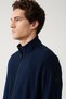 Men's Navy Blue Basic Mock Neck Fleece Cardigan E001069 - 2