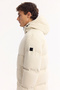Men's Ecru Hooded Velvet Detailed Windproof Comfort Fit Puffer Coat A52Y6054 - 4