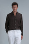 Pitaya Men's Linen Shirt Comfort Fit Brown - 5