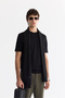 Men's Black Crew Neck Jacquard Rayon Knitwear Regular Fit T-Shirt A42Y5008