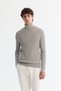 Men's Grey Full Turtleneck Wool Blend Jacquard Knitwear Regular Fit Sweater A42Y5074