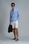Pitaya Men's Linen Shirt Comfort Fit Blue - 2
