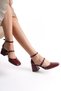 Mulia Claret Red Patent Leather Mary Jane Thick Heeled Ankle Strap Shoes - 4
