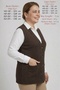 Large Size Comfortable Fit Ecrin Fabric Seasonal Short Mother's Vest 75 Cm. Battal Women's Adhesive Stone Detailed Buttoned - 3