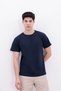 Men's Navy Blue Regular Fit Basic T-Shirt, Crew Neck Cotton 30/1 Single Jersey Fabric, Comfortable Daily Wear - 6