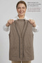 Large Size Comfortable Fit Ecrin Fabric Seasonal Short Mother's Vest 75 Cm. Battal Women's Adhesive Stone Detailed Buttoned - 5