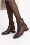 Galvanized Short Heeled Gold Buckle Zippered Non-Slip Sole Women's Booties - 3