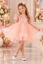 Powder Sequined Short Sleeve Ball Gown Pageant Outfit April 23 Kids Evening Dress Aby162