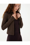 Brown Ecovero ™ Viscose Finger Hole Double Way Zipper Women's Tight Fit Sports Top - 8