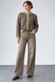 Women's Khaki Patterned Buttoned Knitwear Cardigan - 3