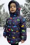 Boys' Fleece-Lined Hooded Car Star Moon Patterned Winter Inflatable Coat & Jacket & Parka - 4