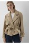 M1110910 Short Trench Coat Jacket Women's Coat Beige - 5
