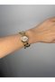 Geometric Wicker Cord Women's Wristwatch - Gold Color - Pink Dial