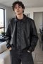 Men's Lined Zippered Faux Leather Coat