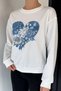 Women's Crew Neck Printed Stone Embroidered Sweatshirt - 3