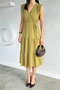 Women's Dress with Gathered Shoulders and Tie Detail at the Waist - 8