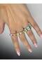 Colorful Enamel Gold Color Steel Combination Ring - White - 7