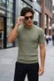 Men's Crew Neck Patterned Knitwear T-Shirt
