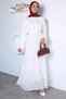 Self-Patterned, Belted Hijab Dress with Elasticated Cuffs