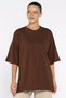 Women's Crew Neck Loose T-Shirt with Side Slit Detail - 2