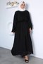 Stone Embroidered Hijab Dress with Elastic Belt Detail